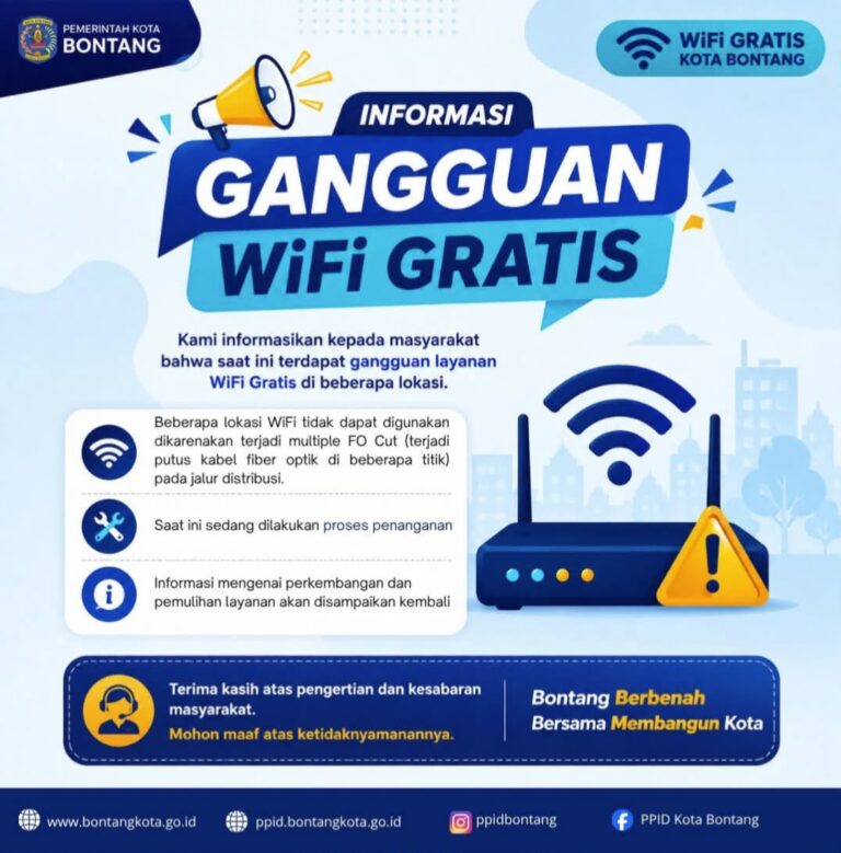 WiFi Gratis di Sejumlah Titik Bontang Terganggu akibat Kabel Fiber Optik Terputus