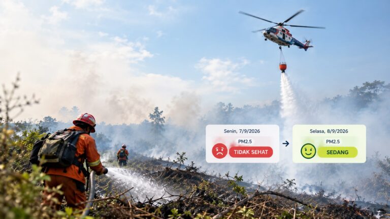 Usai Pemadaman Karhutla, Kualitas Udara dan ISPU PM2.5 Turun ke Kategori Sedang